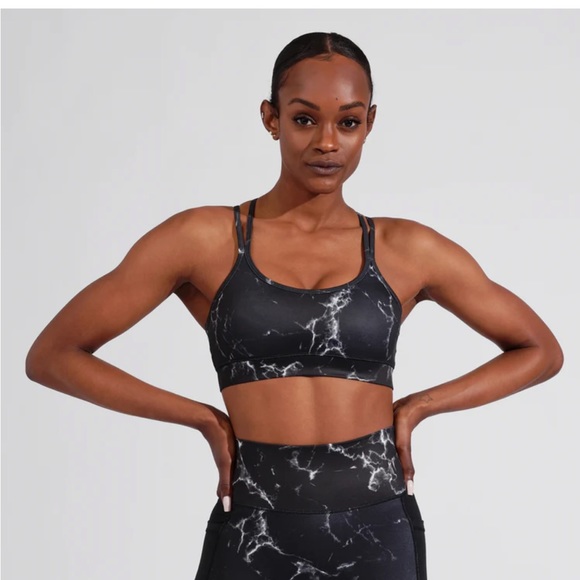 Large BuffBunny Jade Mesh Sports Bra ( Black Marble) - Picture 12 of 12